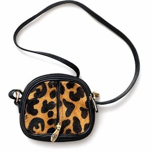 Valentina Leopard Print Calf Hair Crossbody Mini Bag